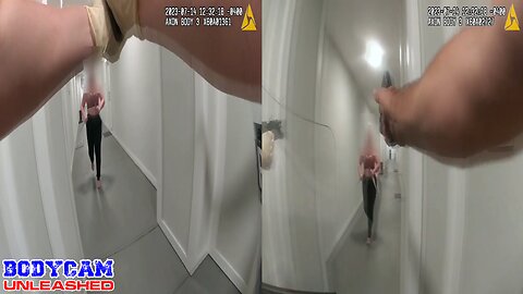 WOMAN having mental health CRISIS charges police with TWO BLADES.