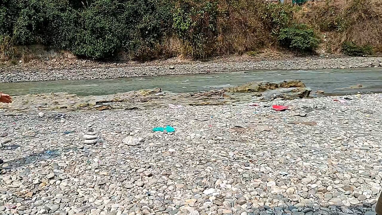collecting beautiful pebbles for lawn with my daughter
