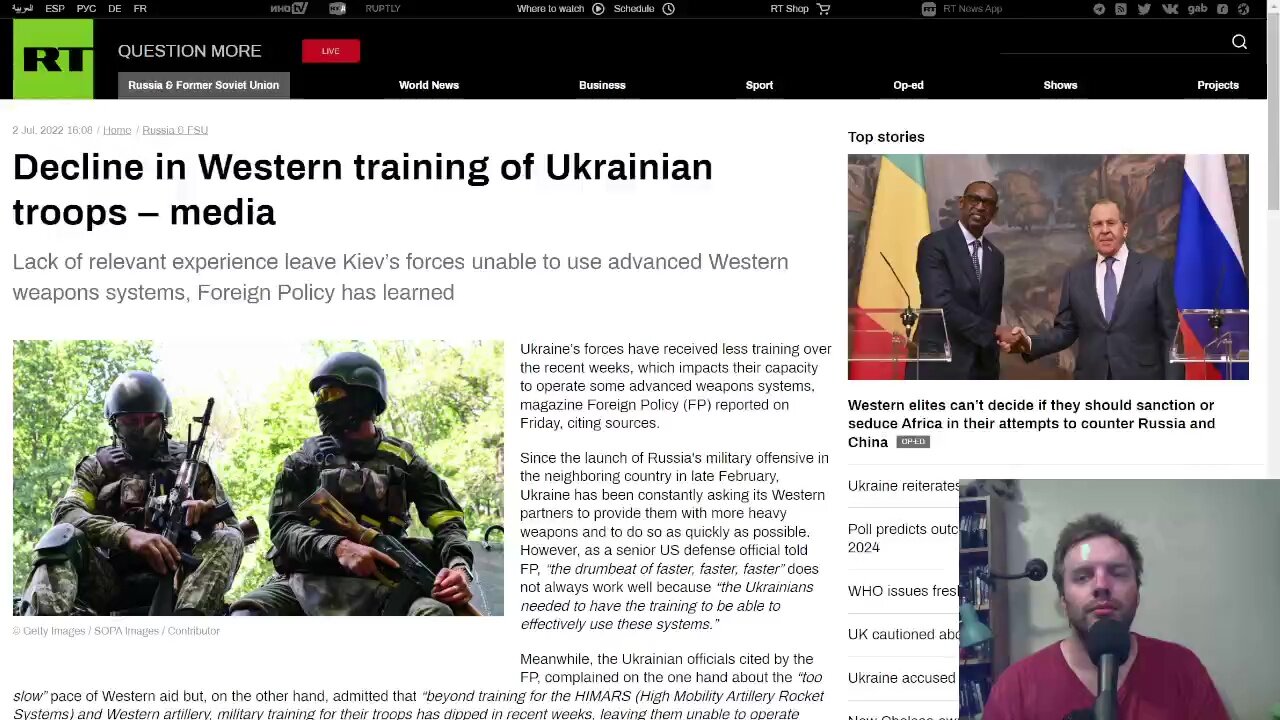 Ukrainian troops receiving less training in regards to operating more advanced Western hardware