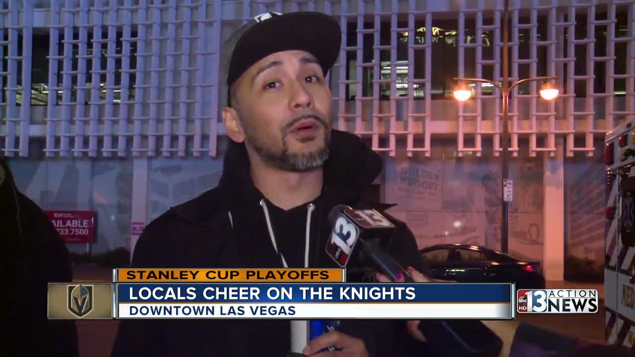 Golden Knights fans gather downtown for first game of 2019 playoff