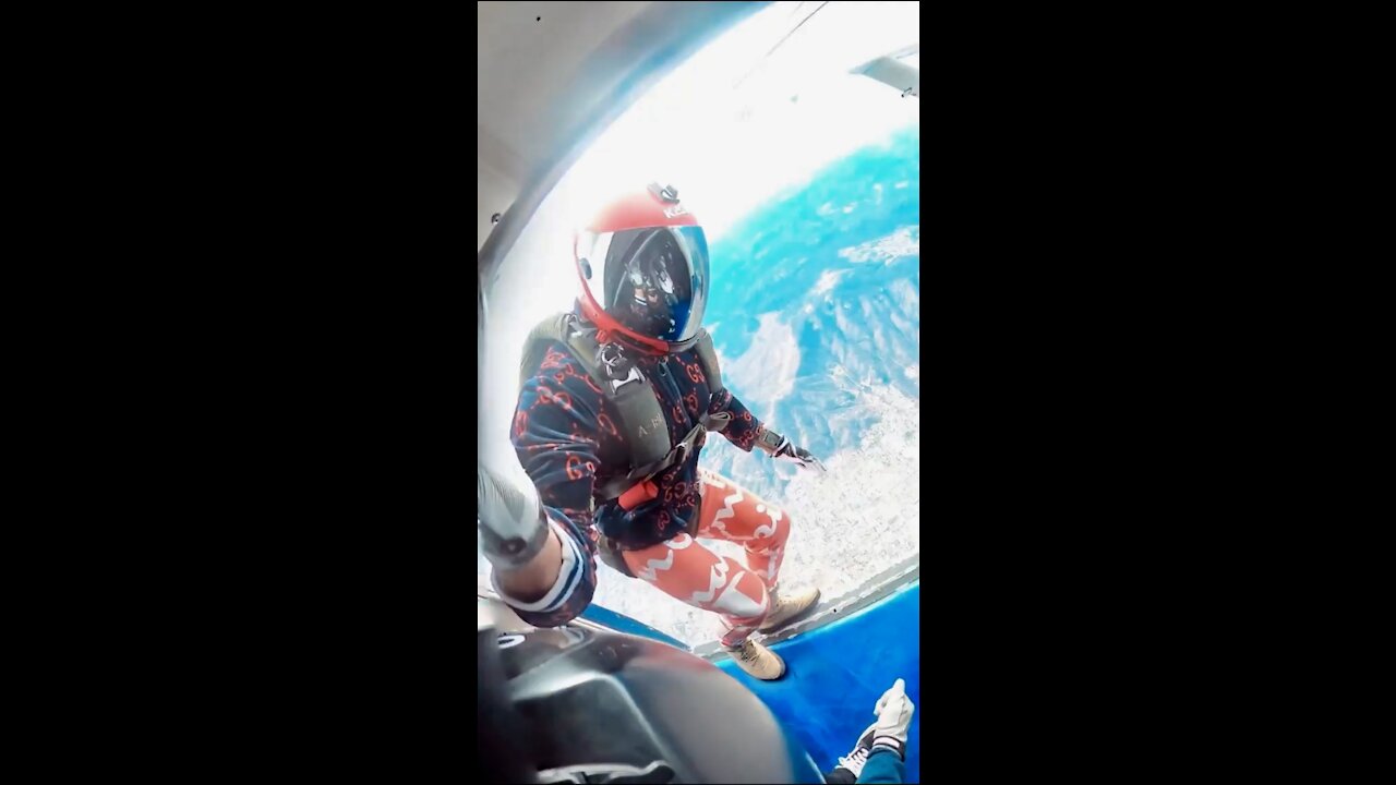 Parachute jump over california