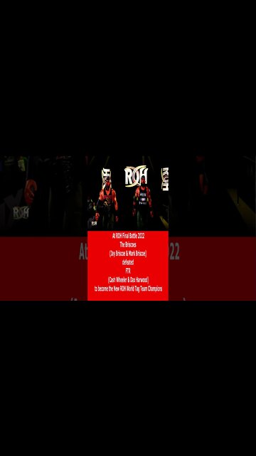 At ROH Final Battle 2022 New ROH World Tag Team Champions were Crowned