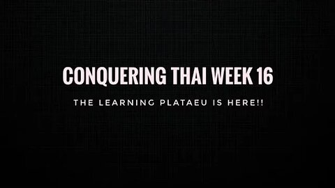 Conquering Thai Week 16: The Learning Plataeu is here!!