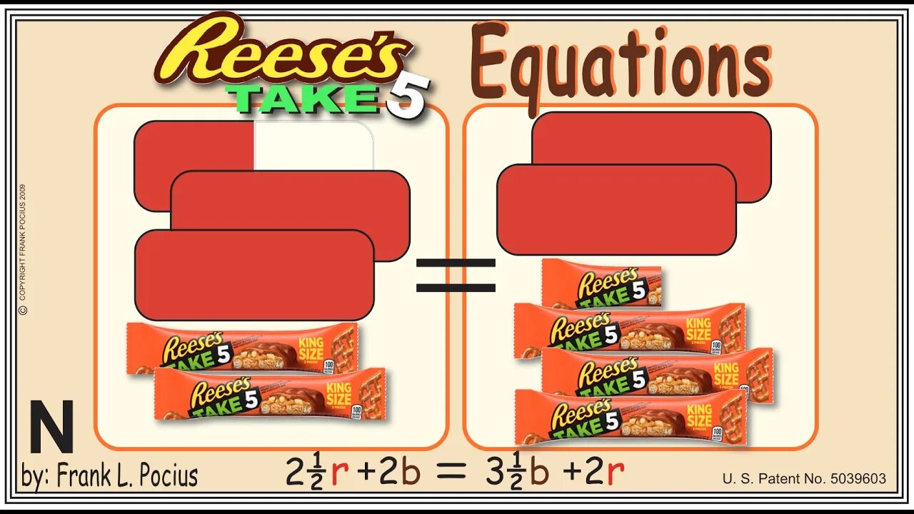 N2_REESES TAKE-5 (notation) 2.5r+2b=3.5b+2r _ SOLVING BASIC EQUATIONS _ SOLVING BASIC WORD PROBLEMS
