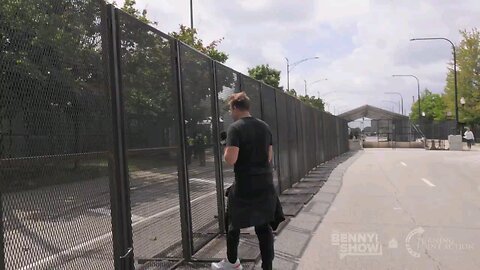 Benny Johnson walking around the DNC in Chicago showing us the walls they built for security