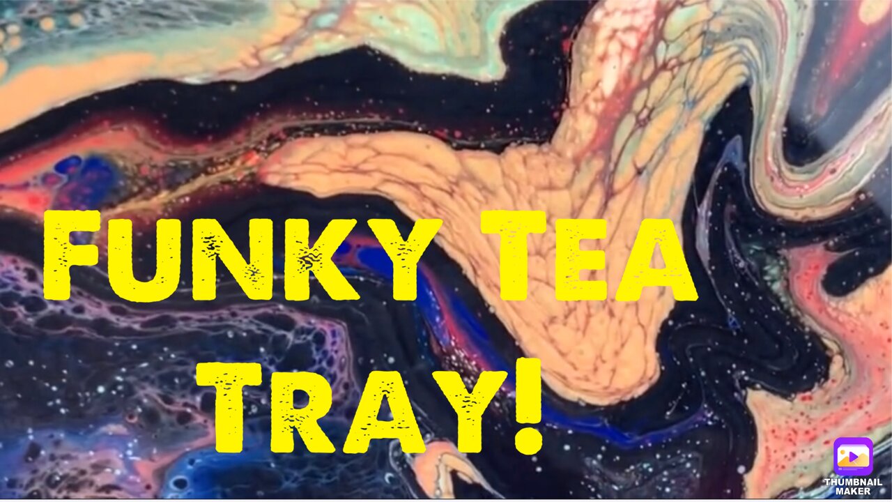 (45) Pour Painting on a Wooden Tea Tray -Relaxing Acrylic Pouring