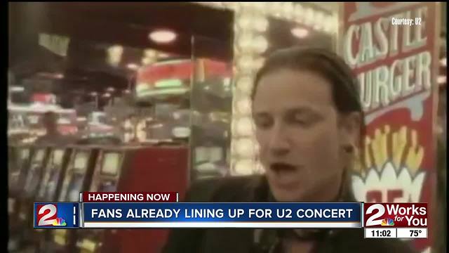 Hundreds of U2 fans waiting in line outside Tulsa's BOK