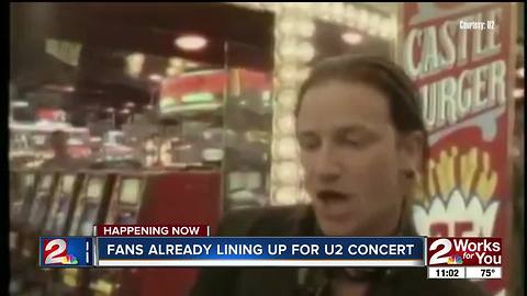 Hundreds of U2 fans waiting in line outside Tulsa's BOK