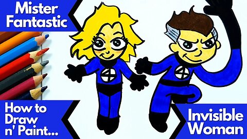 How to Draw and Paint Mr. Fantastic and Invisible Woman Fantastic Four Chibi Version