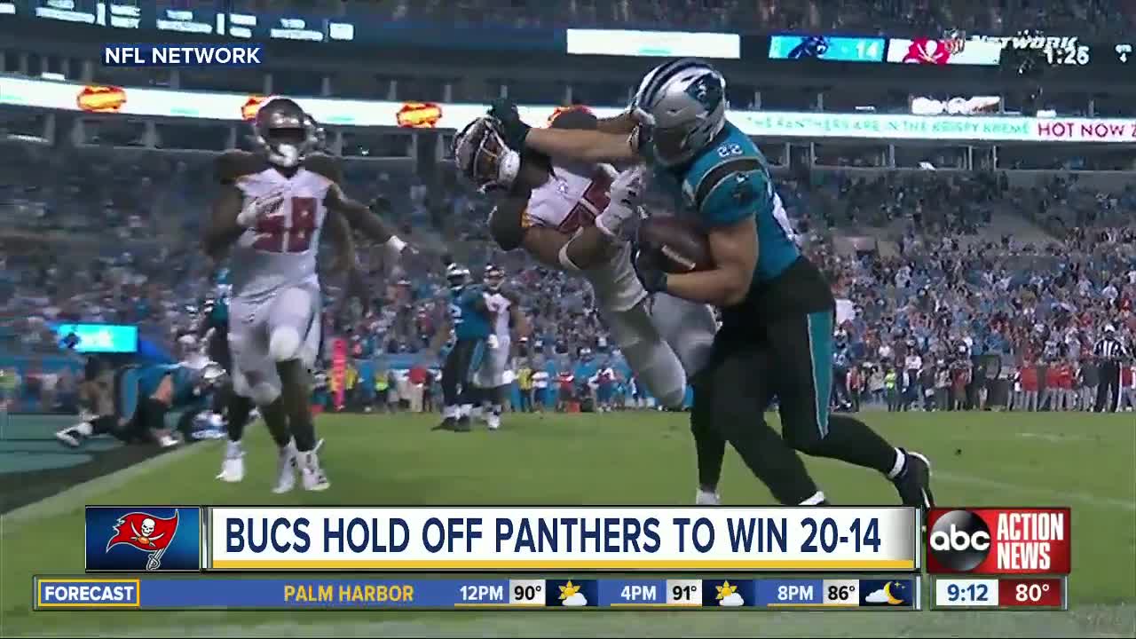 Bucs use goal-line stand to beat Panthers 20-14
