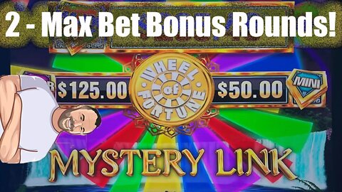 Wheel of Fortune MYSTERY LINK! 2 MAX Bet BONUS ROUNDS!!!
