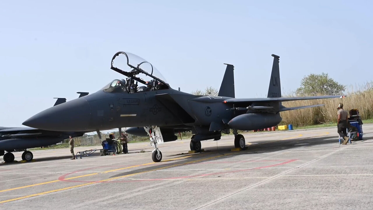 48th Fighter Squadron crew members prep for flight in INIOCHOS 22