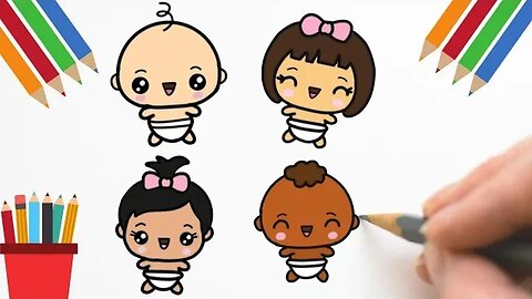 Como Desenhar BEBÊ - 4 TIPOS - INICIANTES #desenhokawaii
