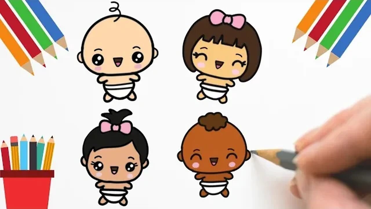 Como Desenhar BEBÊ - 4 TIPOS - INICIANTES #desenhokawaii
