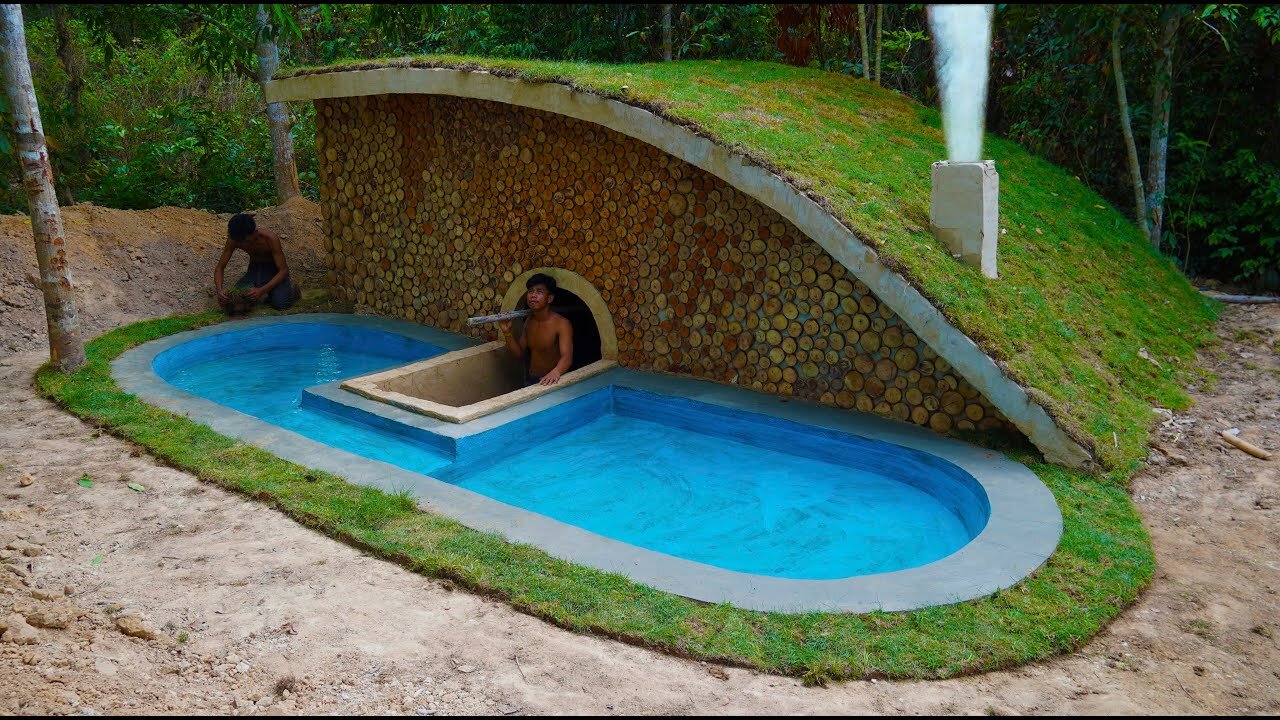 Build a Hidden Underground House 🏡 with Stunning Fish Pond 🐟