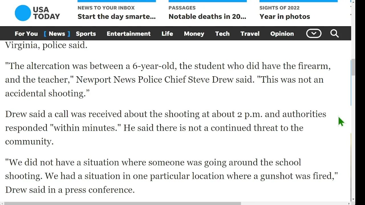 🟨 [爆炸新聞] 弗吉尼亞老師在課堂上被 6 歲學生開槍打傷