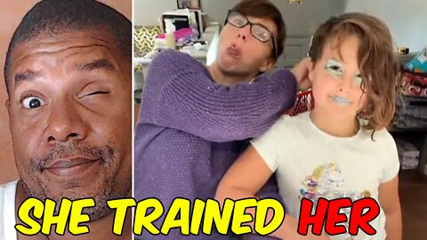 Mother mouths the words along with her “transgender” child