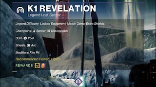 Destiny 2 Legend Lost Sector: The Moon - K1 Revelation 11-27-21