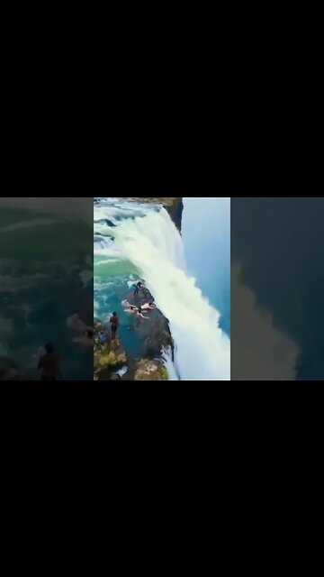 Many rock pools have formed in the Zambezi river at Victoria falls in Zambia. #shorts #clips