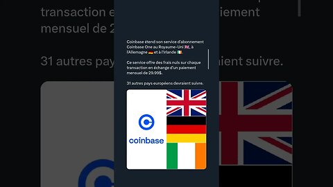 Coinbase étend son service d'abonnement Coinbase One au Royaume-Uni , à l'Allemagne et à l'Irlande