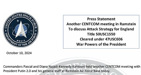 CENTCOM meeting in Ramstein To discuss Attack Strategy for England Title 50USC1550