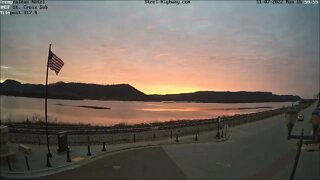 Sunset over Ottumwa and Mount Pleasant, IA and Trempeateau, WI on November 7, 2022