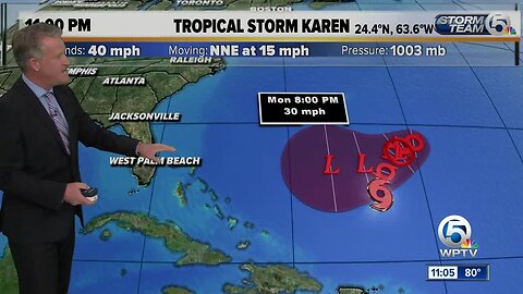 Tropical Storm Karen barely a tropical storm with an uncertain future