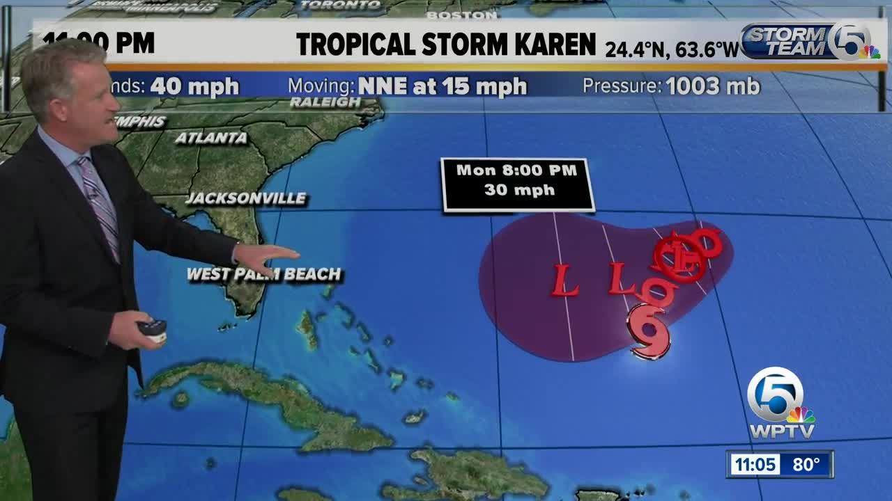 Tropical Storm Karen barely a tropical storm with an uncertain future