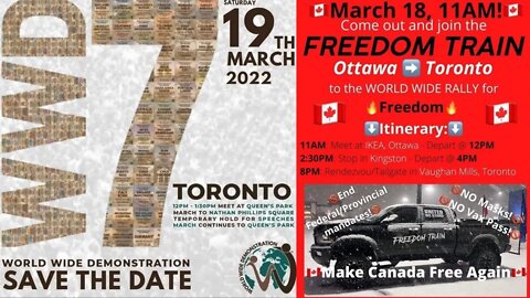 Ottawa Freedom Convoy To Toronto March 18th | Stop In Kingston | World Wide Protest March 19th 2022