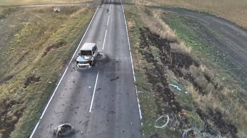 Footage of the “road of death” near Korenevo in the border area of ​​the Kursk region.