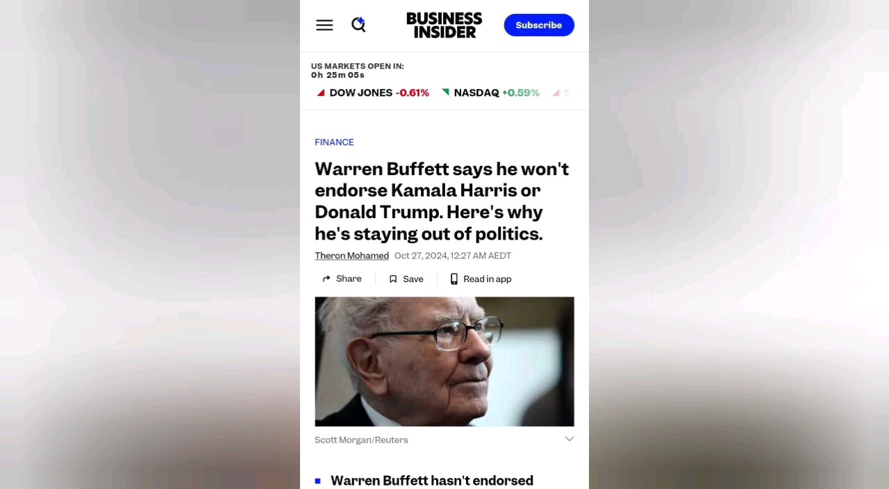 Bezos and Buffet Won't Endorse Kamala- They Know What's Coming