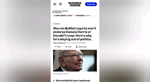 Bezos and Buffet Won't Endorse Kamala- They Know What's Coming