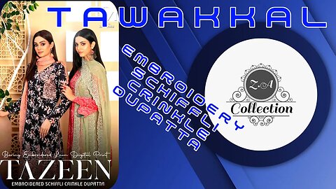 TAZEEN TAWAKKAL SLUB LAWN EMBROIDERY SCHIFFLI CHIFFON DUPATTA || ZAIN.AAYAN COLLECTION ||
