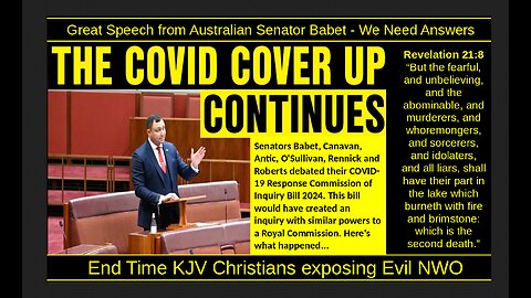 Great Speech from Australian Senator Babet - We Need Answers