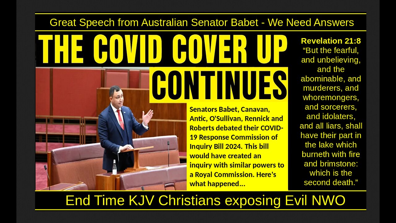 Great Speech from Australian Senator Babet - We Need Answers
