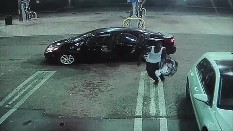 Surveillance video at Royal Palm Beach gas station shows car thief drop off infant