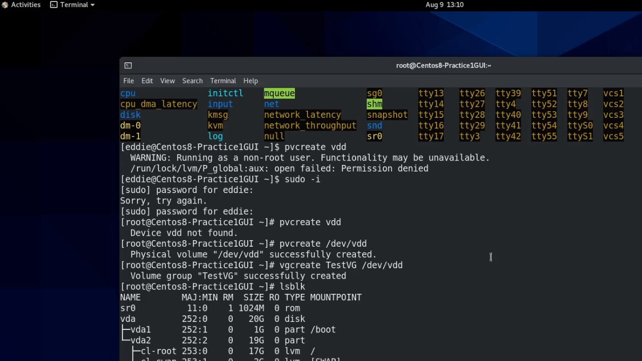 RHCSA v8 Practice Session: Extend existing logical volumes
