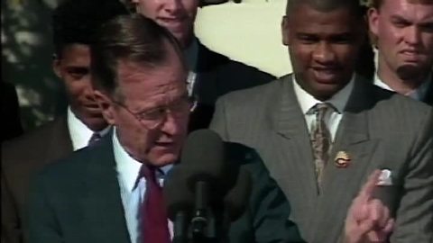 From The Vault: George Bush welcomes 1990 world champion Reds to White House