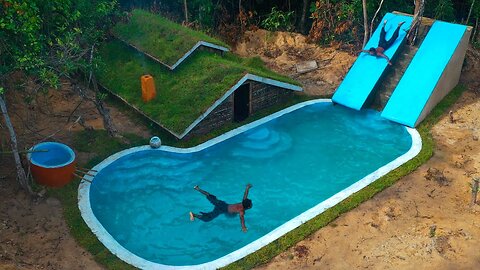 🏰 120 Days Building Epic Underground Temple House with Water Slide & Pool! 🌊
