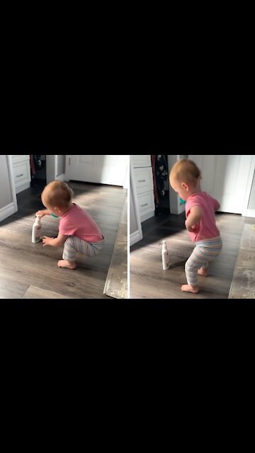 Baby Hilariously Pretends To Apply Lotion The Same Way Mom Does