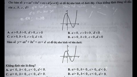 Toán 12: Tìm hệ số a,b,c,d trong ax^3 + bx^2 + cx+ d dựa vào phương trình f(x) cho sẵn