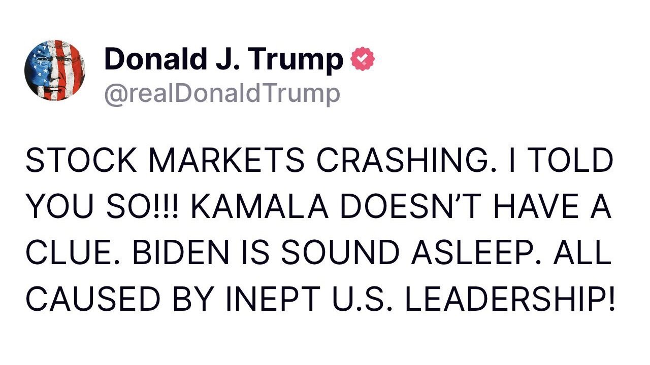Did NOT Age Well! Kamala HQ Dragged For Tweet Mocking Trump's Stock Market Crash Prediction