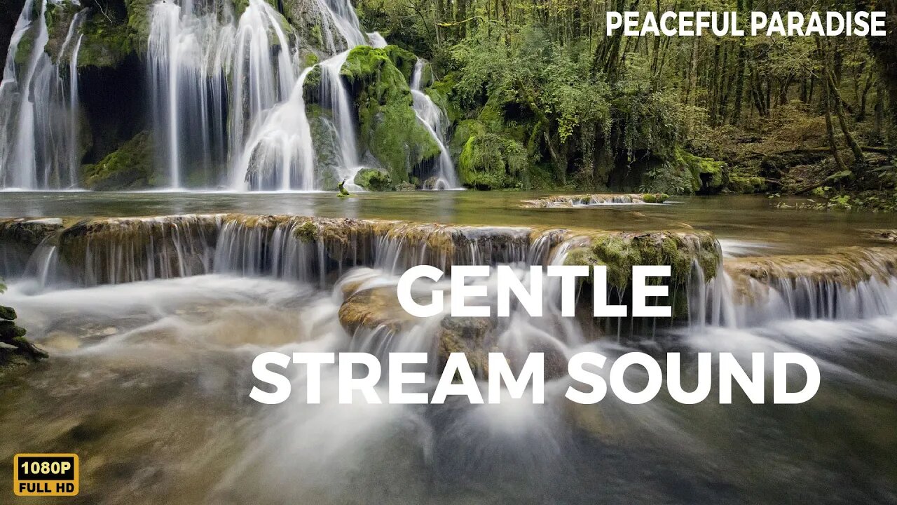 Waterfall Gentle Stream Sound in forest. Waterfall Sounds, Flowing Water, White Noise for Sleep