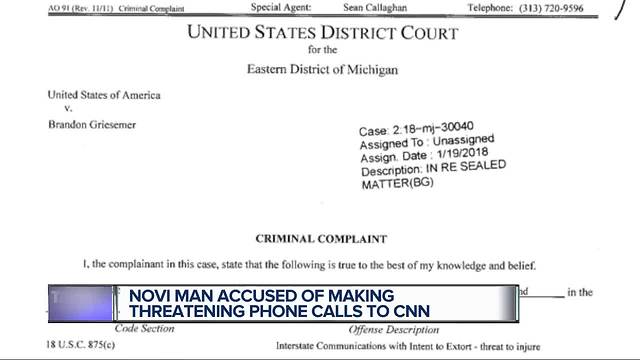 Metro Detroit man allegedly told CNN 'I'm coming to gun you all down'