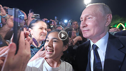 Putin's walkabout in Derbent, Dagestan - Adoring crowd cheers him