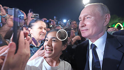 Putin's walkabout in Derbent, Dagestan - Adoring crowd cheers him