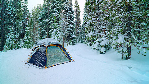 Winter Hot Tent Camping In Snow 15°F | Talking Version