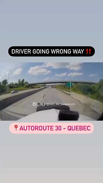 Wrong Way Driver On Autoroute 30 Quebec
