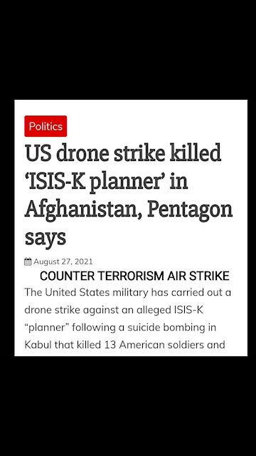 US DRONE STRIKE ON ISIS-K PLANNER ON AUG 27, 2021