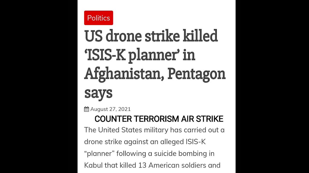 US DRONE STRIKE ON ISIS-K PLANNER ON AUG 27, 2021